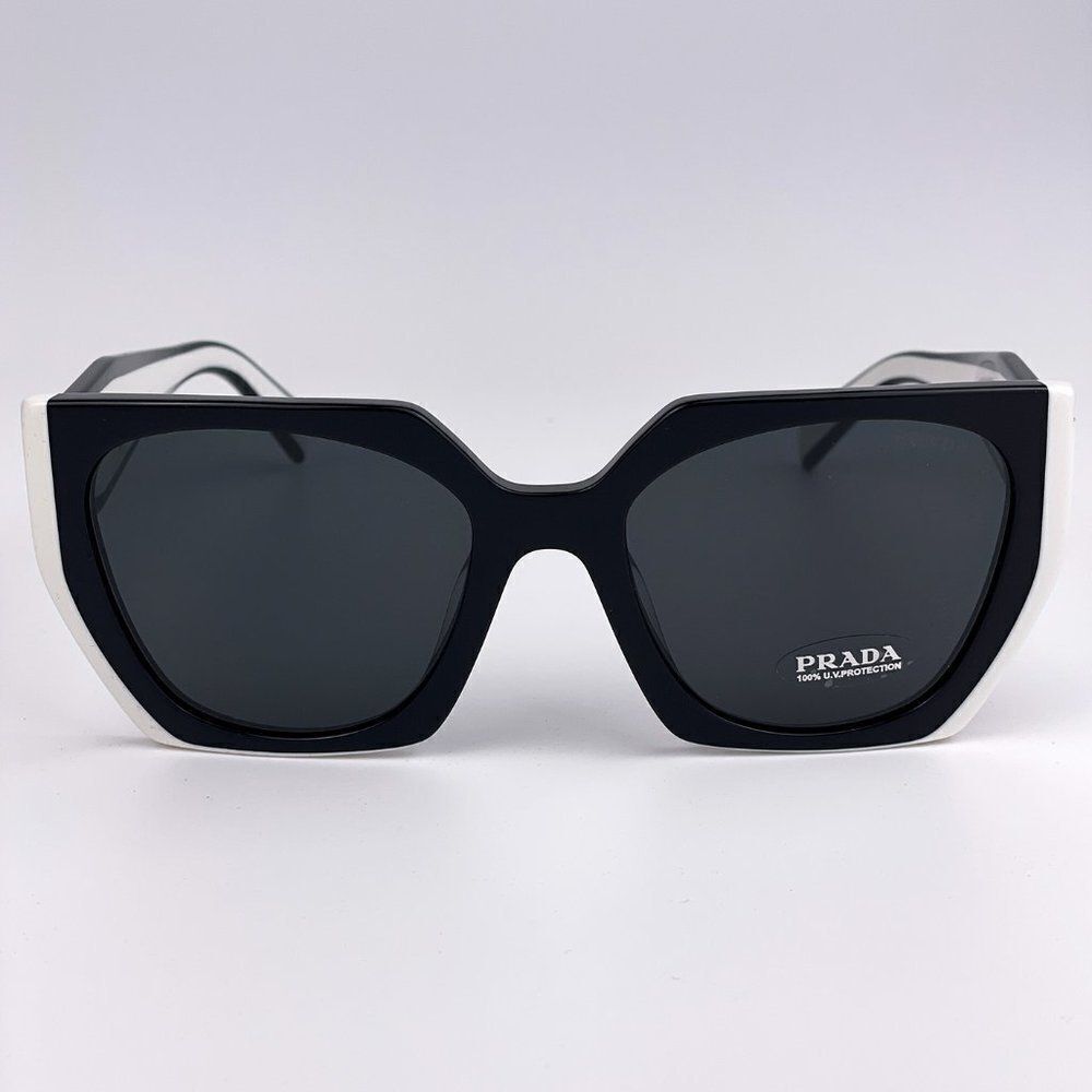 NEW Prada  PR15WS 09Q5S0 Black White Dark Gray Square Women Sunglasses - Picture 3 of 13